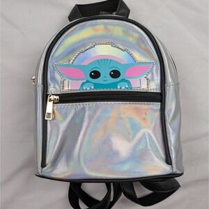 Star Wars Grogu Baby Yoda Mandalorian Holographic Mini Backpack Bag Bioworld‎